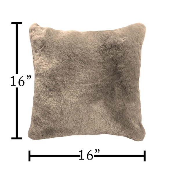 LUXE HOME INTERNATIONAL Luxe Home Cushion Cover Rebbit Fur Sold Design Ultra Soft for Home Decor, Sofa, Bedroom, Fernituer, Living Room Set of 2 ( 16"x16", Taupe) - Taupe