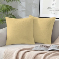 LUXE HOME INTERNATIONAL Luxe Home Cushion Cover Rebbit Fur Sold Design Ultra Soft for Home Decor, Sofa, Bedroom, Fernituer, Living Room Set of 2 ( 16"x16", Gold) - Gold