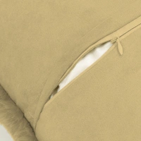 LUXE HOME INTERNATIONAL Luxe Home Cushion Cover Rebbit Fur Sold Design Ultra Soft for Home Decor, Sofa, Bedroom, Fernituer, Living Room Set of 2 ( 16"x16", Gold) - Gold