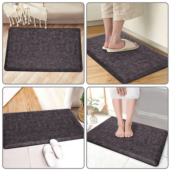 LUXE HOME INTERNATIONAL Luxe Home Doormat Anti Skid, Non Slip, Washable, waterproof, PVC Kitchen Foot Mat for Doormat, Bathroom Doormats, Floor mats, Washroom Pack of 1 ( Anthra, 44x71 cm ) - Anthra