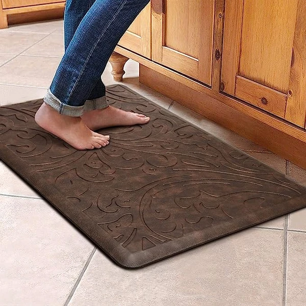 LUXE HOME INTERNATIONAL LuxeHomeDoormatAntiSkid,NonSlip,Washable,waterproof,PVCKitchenFootMatforDoormat,BathroomDoormats,Floormats,WashroomPackof1(Chocolate,44x71cm) - Chocolate