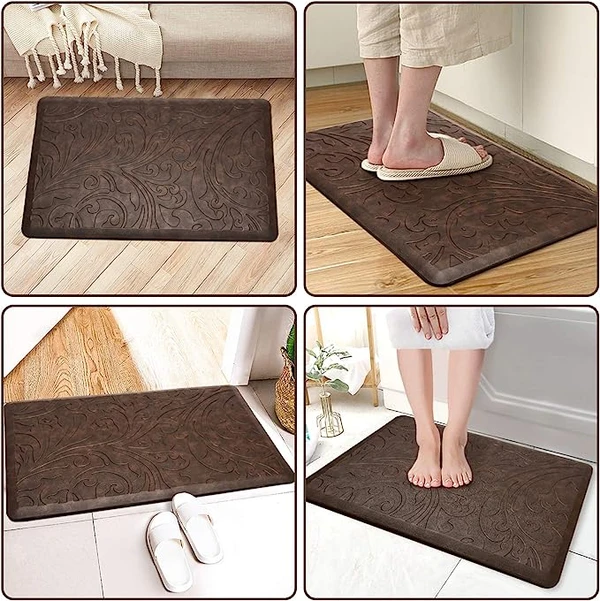 LUXE HOME INTERNATIONAL LuxeHomeDoormatAntiSkid,NonSlip,Washable,waterproof,PVCKitchenFootMatforDoormat,BathroomDoormats,Floormats,WashroomPackof1(Chocolate,44x71cm) - Chocolate