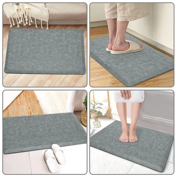 LUXE HOME INTERNATIONAL LuxeHomeDoormatAntiSkid,NonSlip,Washable,waterproof,PVCKitchenFootMatforDoormat,BathroomDoormats,Floormats,WashroomPackof1(Grey,44x71cm) - Grey