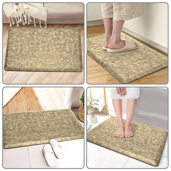 LUXE HOME INTERNATIONAL LuxeHomeDoormatAntiSkid,NonSlip,Washable,waterproof,PVCKitchenFootMatforDoormat,BathroomDoormats,Floormats,WashroomPackof1(Gold,44x71cm) - Gold