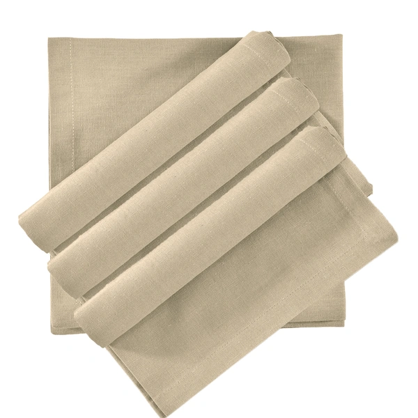 Luxe Home International 100% Cotton Dining Table Kitchen Napkin ( 45x45 cm, Beige ) Set of 4 - 45x45 cm, Beige