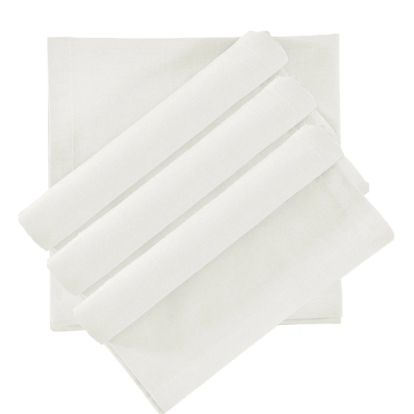 Luxe Home International 100% Cotton Dining Table Kitchen Napkin ( 45x45 cm, White ) Set of 4 - 45x45 cm, White