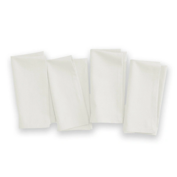 Luxe Home International 100% Cotton Dining Table Kitchen Napkin ( 45x45 cm, White ) Set of 4 - 45x45 cm, White