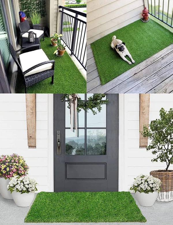 Luxe Home International LUXE HOME INTERNATIONAL Artificial 35 MM Turf Balcony Grass Mat Use for Home Garden, Decoration, Lawn Floor, High-Density Covering, Doormat, Office, Park, School (Green, 6.5x9, 1 Pc) - 6X9, Green