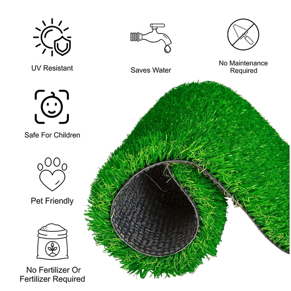 Luxe Home International LUXE HOME INTERNATIONAL Artificial 35 MM Turf Balcony Grass Mat Use for Home Garden, Decoration, Lawn Floor, High-Density Covering, Doormat, Office, Park, School (Green, 6.5x9, 1 Pc) - 6X9, Green
