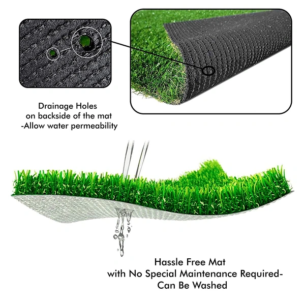 Luxe Home International LUXE HOME INTERNATIONAL Artificial 35 MM Turf Balcony Grass Mat Use for Home Garden, Decoration, Lawn Floor, High-Density Covering, Doormat, Office, Park, School (Green, 6.5x9, 1 Pc) - 6X9, Green