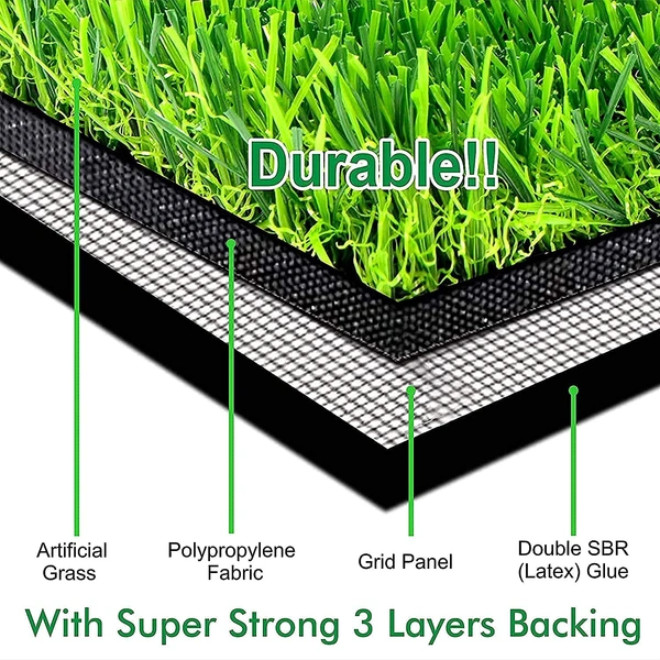 Luxe Home International LUXE HOME INTERNATIONAL Artificial 35 MM Turf Balcony Grass Mat Use for Home Garden, Decoration, Lawn Floor, High-Density Covering, Doormat, Office, Park, School (Green, 6.5x9, 1 Pc) - 6X9, Green