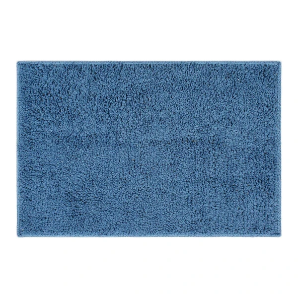 LUXE HOME INTERNATIONAL Bathmat Bostan Microfiber 1600 GSM Anti-Skid ( Blue , 38 Cm x 58 Cm , Pack of 1 ) - Blue