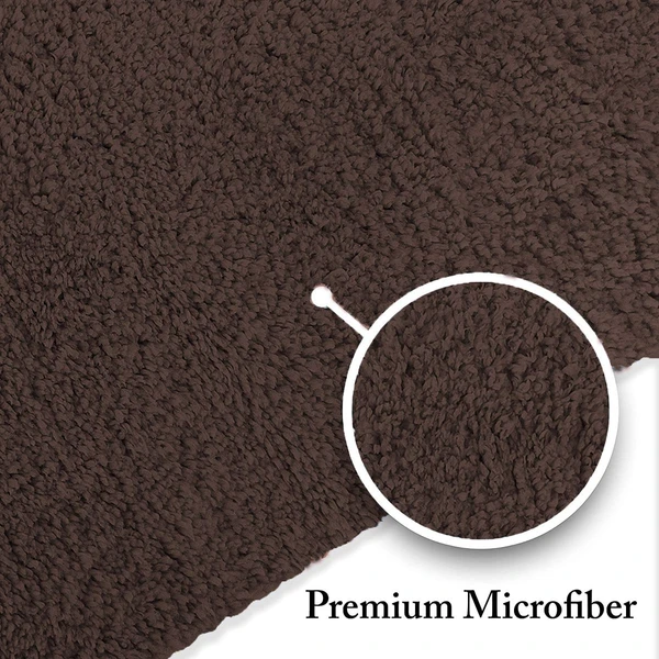 LUXE HOME INTERNATIONAL Bathmat Bostan Microfiber 1600 GSM Anti-Skid ( Coffee , 38 Cm x 58 Cm , Pack of 1 ) - Coffee