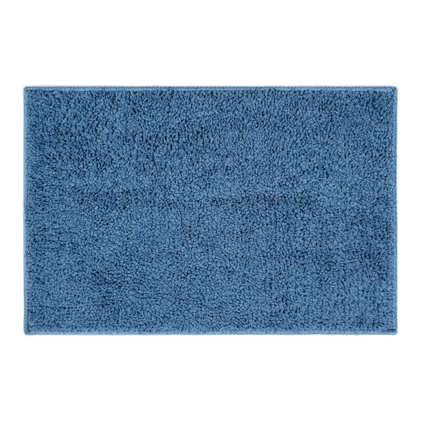 LUXE HOME INTERNATIONAL Bathmat Bostan Microfiber 1600 GSM Anti-Skid ( Blue , 38 Cm x 58 Cm , Pack of 1 ) - Blue