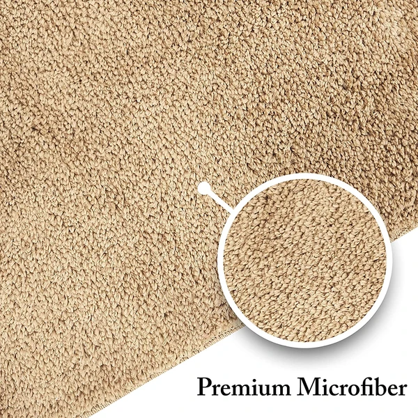 LUXE HOME INTERNATIONAL Bathmat Bostan Microfiber 1600 GSM Anti-Skid ( Beige , 38 Cm x 58 Cm , Pack of 1 ) - 40x60 cm, Beige