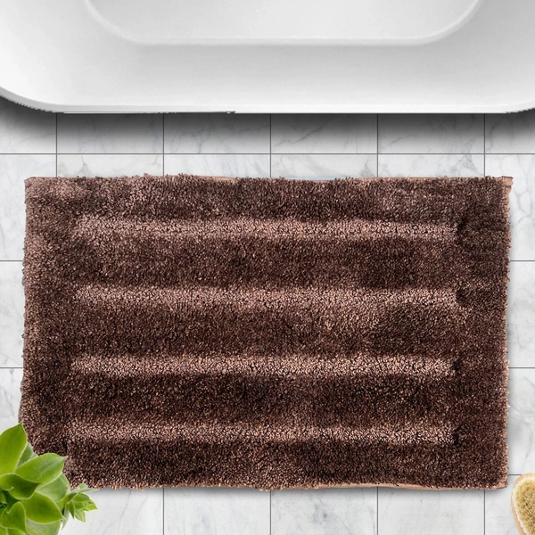 LUXE HOME INTERNATIONAL Bathmat Classic Microfiber 2500 GSM Anti-Skid ( 40x60 cm, Coffee, Pack of 1 ) - 40x60 cm, Coffee