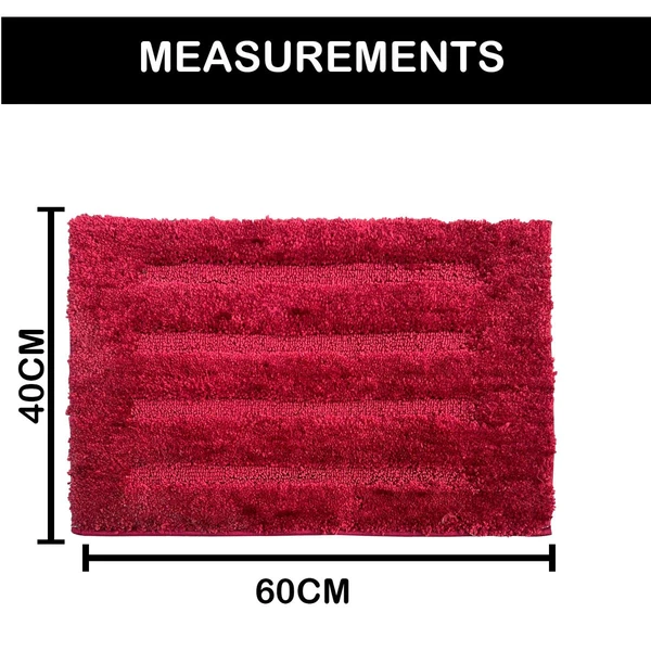 LUXE HOME INTERNATIONAL Bathmat Classic Microfiber 2500 GSM Anti-Skid ( 40x60 cm, Maroon, Pack of 1 ) - Maroon