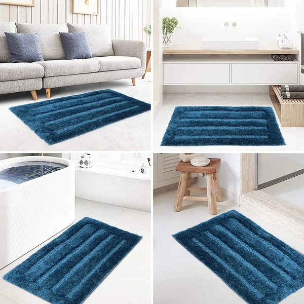 LUXE HOME INTERNATIONAL Bathmat Classic Microfiber 2500 GSM Anti-Skid ( 40x60 cm, Teal, Pack of 2 ) - Teal