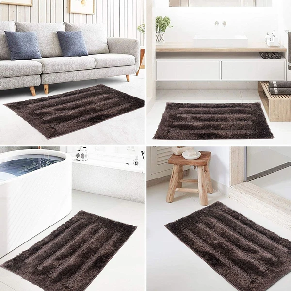 LUXE HOME INTERNATIONAL Bathmat Classic Microfiber 2500 GSM Anti-Skid ( 40x60 cm, Chocolate, Pack of 2 ) - 40x60 cm, Chocolate