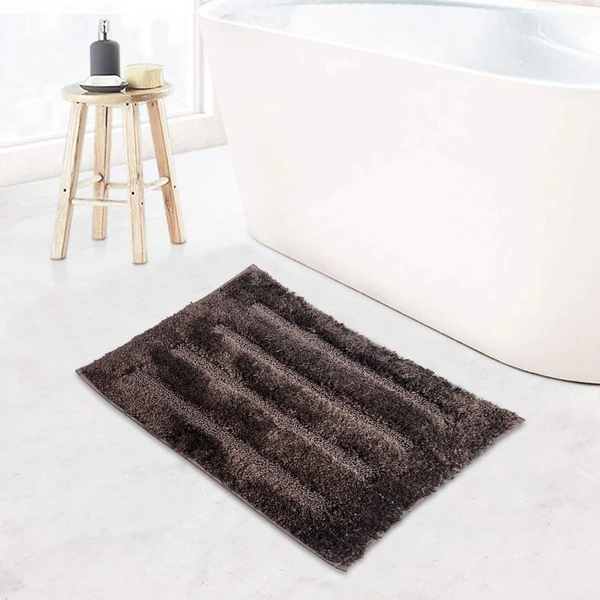 LUXE HOME INTERNATIONAL Bathmat Classic Microfiber 2500 GSM Anti-Skid ( 45x75 cm, Chocolate, Pack of 1 ) - Chocolate