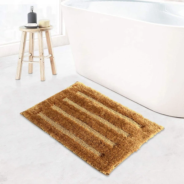 LUXE HOME INTERNATIONAL Bathmat Classic Microfiber 2500 GSM Anti-Skid ( 45x75 cm, Gold, Pack of 1 ) - Gold