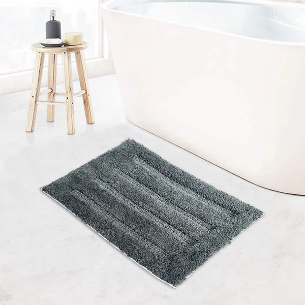 LUXE HOME INTERNATIONAL Bathmat Classic Microfiber 2500 GSM Anti-Skid ( 45x75 cm, Grey, Pack of 1 ) - Grey