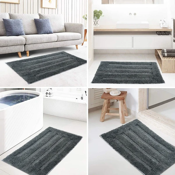 LUXE HOME INTERNATIONAL Bathmat Classic Microfiber 2500 GSM Anti-Skid ( 40x60 cm, Grey, Pack of 1 ) - 40x60 cm, Grey