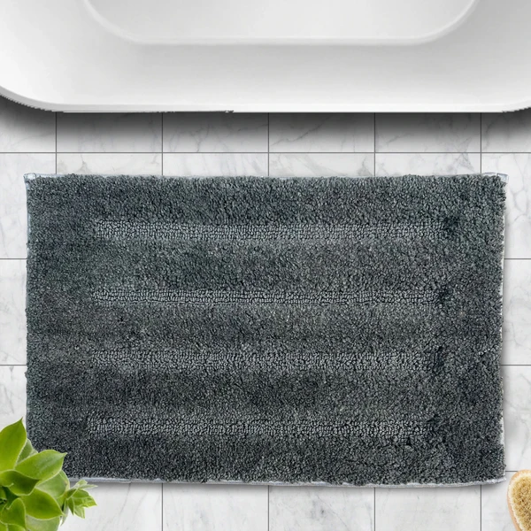 LUXE HOME INTERNATIONAL Bathmat Classic Microfiber 2500 GSM Anti-Skid ( 40x60 cm, Grey, Pack of 1 ) - 40x60 cm, Grey