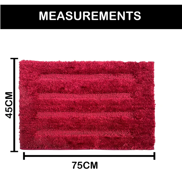 LUXE HOME INTERNATIONAL Bathmat Classic Microfiber 2500 GSM Anti-Skid ( 45x75 cm, Maroon, Pack of 1 ) - Maroon