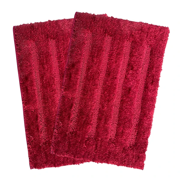 LUXE HOME INTERNATIONAL Bathmat Classic Microfiber 2500 GSM Anti-Skid ( 40x60 cm, Maroon, Pack of 2 ) - Maroon