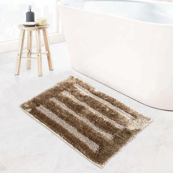 LUXE HOME INTERNATIONAL Bathmat Classic Microfiber 2500 GSM Anti-Skid ( 45x75 cm, Mocka, Pack of 1 ) - Mocka