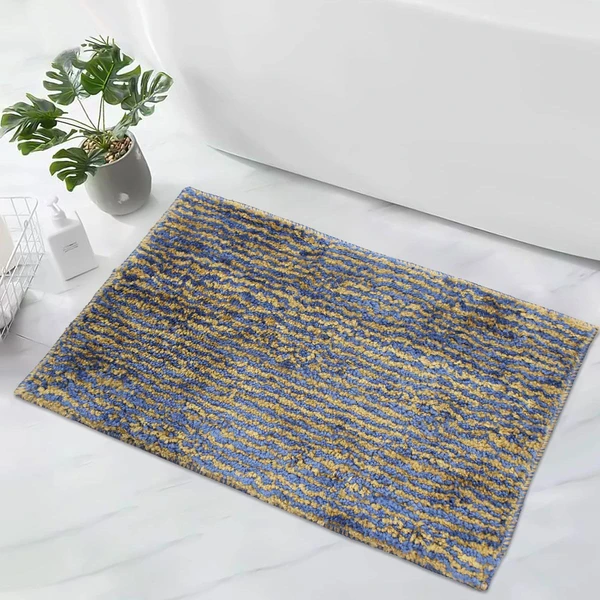 LUXE HOME INTERNATIONAL Bathmat Comfort Microfiber 1600 GSM Anti-Skid ( 38x58 cm, Blue, Pack of 1 ) - Blue