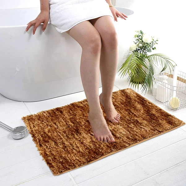 LUXE HOME INTERNATIONAL Bathmat Hawaii Microfiber 2500 GSM Anti-Skid ( Antic , 45 Cm x 75 Cm , Pack of 1 ) - Antic