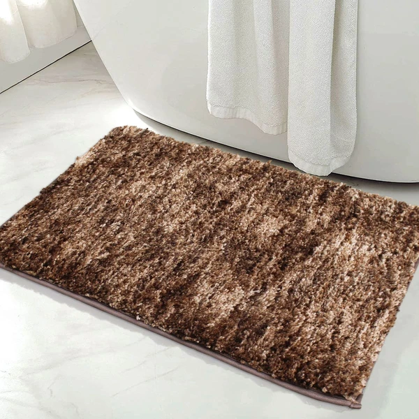 LUXE HOME INTERNATIONAL Bathmat Hawaii Microfiber 2500 GSM Anti-Skid ( Rock Brown , 40 Cm x 60 Cm , Pack of 1 ) - Rock Brown