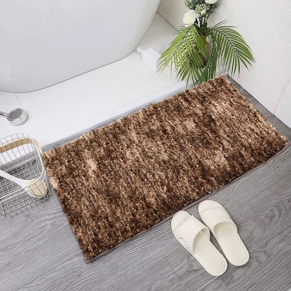 LUXE HOME INTERNATIONAL BathmatHawaiiMicrofiber2500GSMAnti-Skid(RockBrown,60Cmx90Cm,Packof1) - Rock Brown