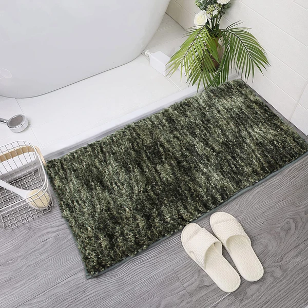 LUXE HOME INTERNATIONAL Bathmat Hawaii Microfiber 2500 GSM Anti-Skid ( Hunter Green , 60 Cm x 90 Cm , Pack of 1 ) - Hunter Green