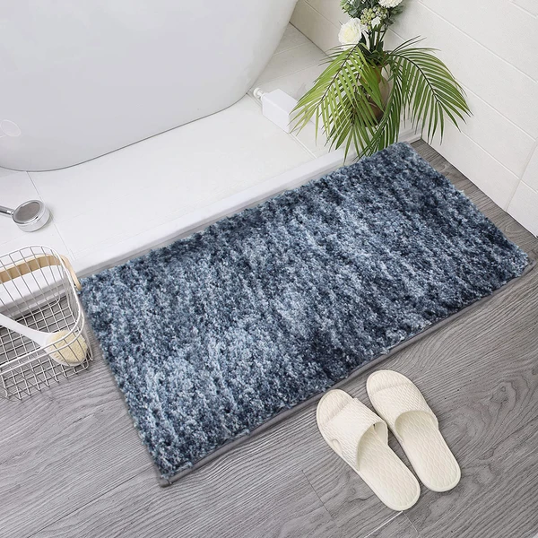 LUXE HOME INTERNATIONAL Bathmat Hawaii Microfiber 2500 GSM Anti-Skid ( Charcoal , 60 Cm x 90 Cm , Pack of 1 ) - Charcoal