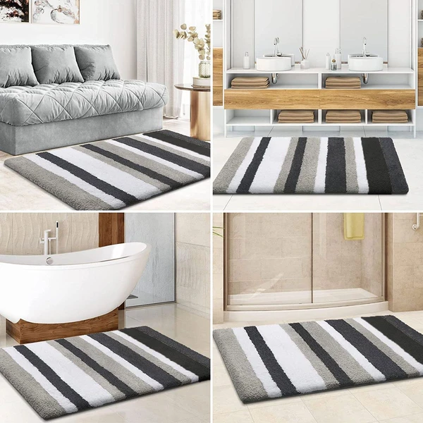 LUXE HOME INTERNATIONAL Bathmat Italia Microfiber 2500 GSM Anti-Skid Super Soft ( Grey , 40 Cm x 60 Cm , Pack of 1 ) - Grey