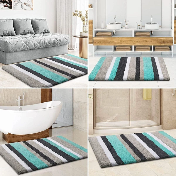 LUXE HOME INTERNATIONAL Bathmat Italia Microfiber 2500 GSM Anti-Skid Super Soft ( Aqua , 40 Cm x 60 Cm , Pack of 1 ) - Aqua