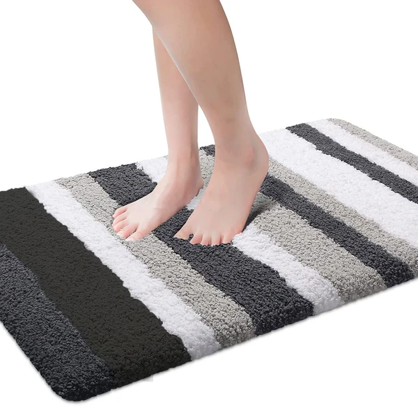 LUXE HOME INTERNATIONAL Bathmat Italia Microfiber 2500 GSM Anti-Skid Super Soft ( Grey , 40 Cm x 60 Cm , Pack of 1 ) - Grey