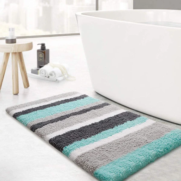 LUXE HOME INTERNATIONAL Bathmat Italia Microfiber 2500 GSM Anti-Skid Super Soft ( Aqua , 45 Cm x 75 Cm , Pack of 1 ) - Aqua