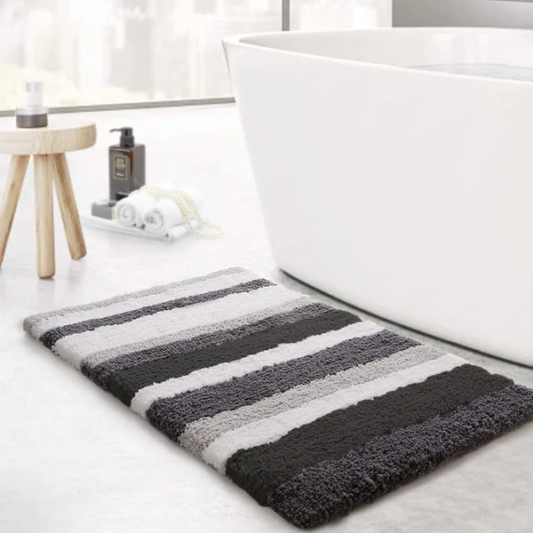 LUXE HOME INTERNATIONAL Bathmat Italia Microfiber 2500 GSM Anti-Skid Super Soft ( Grey , 45 Cm x 75 Cm , Pack of 1 ) - Grey