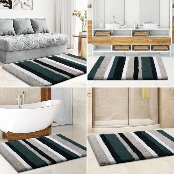 LUXE HOME INTERNATIONAL Bathmat Italia Microfiber 2500 GSM Anti-Skid Super Soft ( H.Green , 40 Cm x 60 Cm , Pack of 1 ) - H.Green