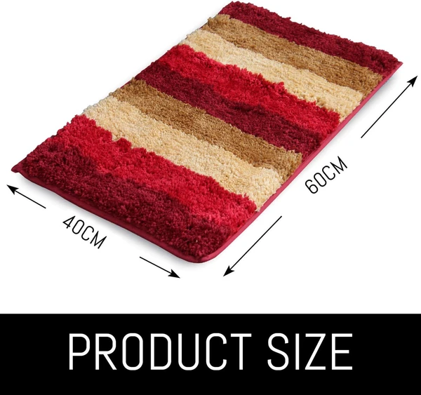 LUXE HOME INTERNATIONAL Bathmat Jaricho Microfiber 2500 GSM Anti-Skid ( 40Cm x 60Cm , Cherry , Pack of 2 ) - Cherry