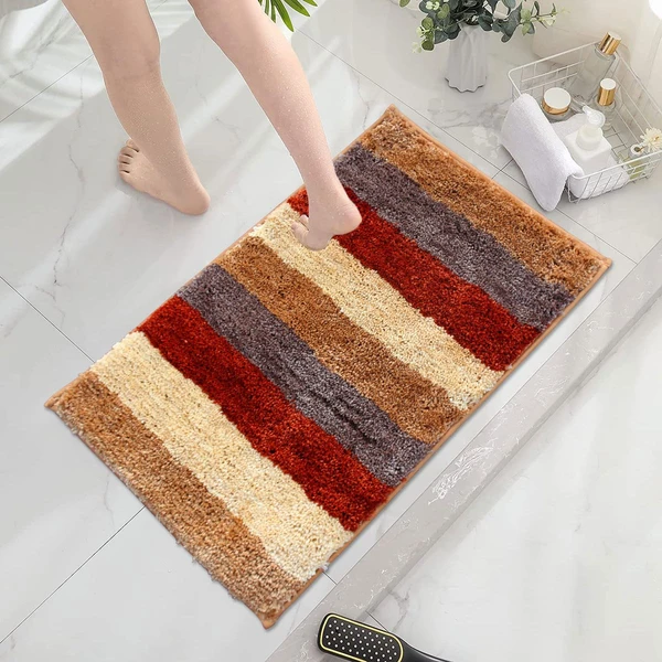 LUXE HOME INTERNATIONAL Bathmat Jaricho Microfiber 2500 GSM Anti-Skid ( 45Cm x 75Cm , Cinnamon , Pack of 1 ) - Cinnamon