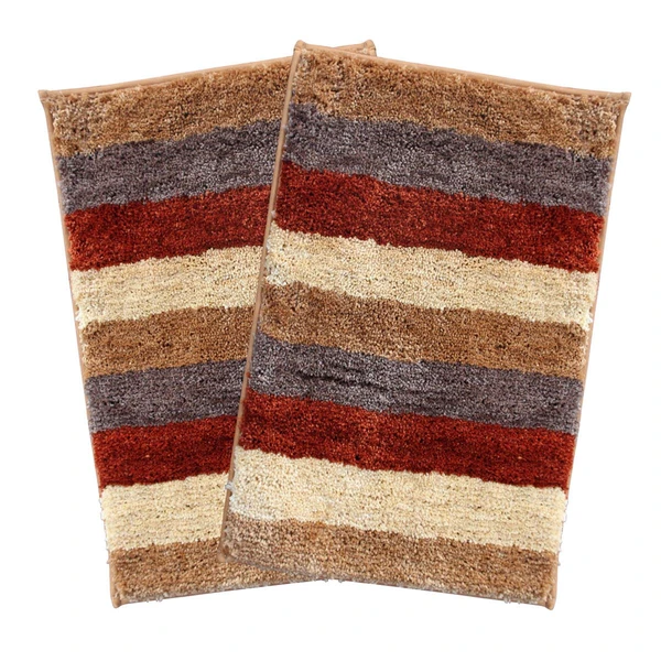 LUXE HOME INTERNATIONAL Bathmat Jaricho Microfiber 2500 GSM Anti-Skid ( 40Cm x 60Cm , Cinnamon , Pack of 2 ) - Cinnamon