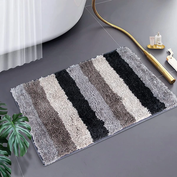 LUXE HOME INTERNATIONAL Bathmat Jaricho Microfiber 2500 GSM Anti-Skid ( 40Cm x 60Cm , Shadow , Pack of 1 ) - 40x60 cm, Shadow