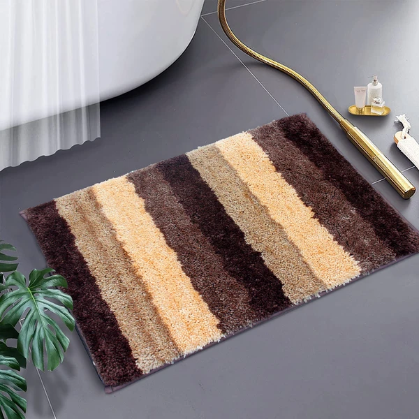 LUXE HOME INTERNATIONAL Bathmat Jaricho Microfiber 2500 GSM Anti-Skid ( 40Cm x 60Cm , Amber , Pack of 1 ) - 40x60 cm, Amber