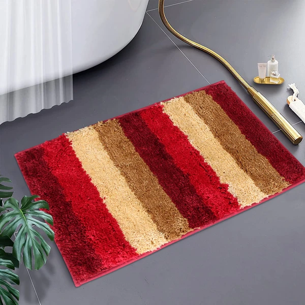 LUXE HOME INTERNATIONAL Bathmat Jaricho Microfiber 2500 GSM Anti-Skid ( 40Cm x 60Cm , Cherry , Pack of 1 ) - Cherry