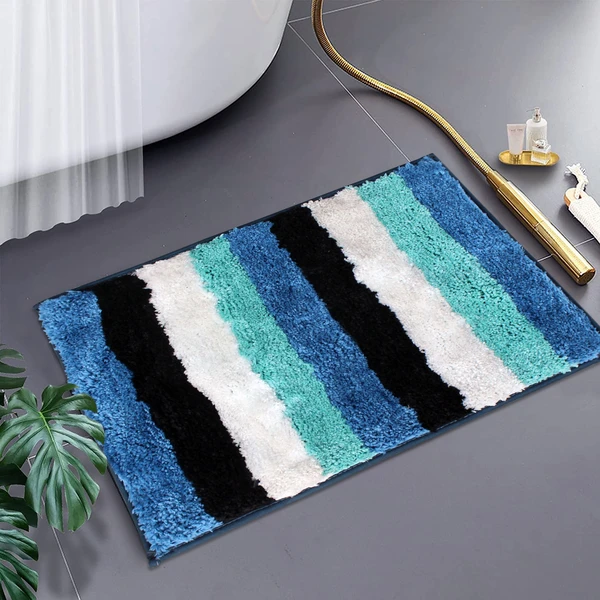 LUXE HOME INTERNATIONAL Bathmat Jaricho Microfiber 2500 GSM Anti-Skid ( 40Cm x 60Cm , Ocean , Pack of 1 ) - Ocean